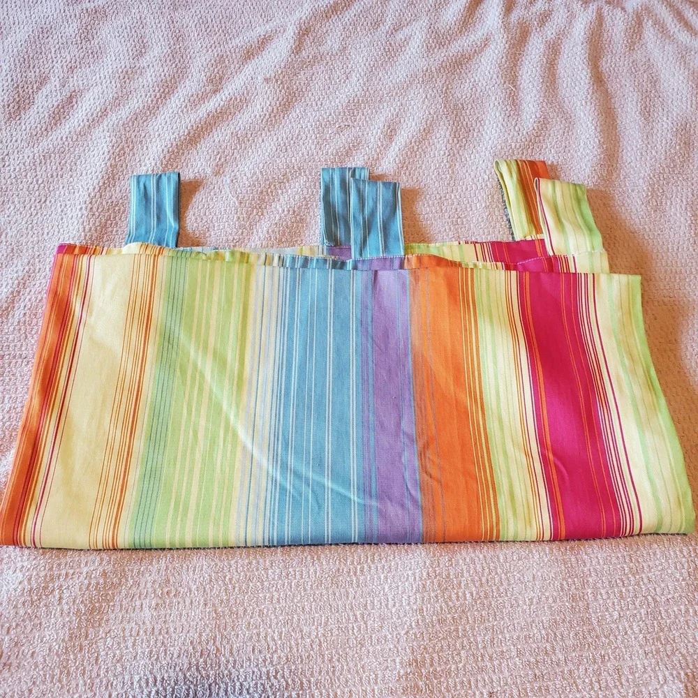 Wamsutta Cotton Curtain Panel 41x84 Rainbow Vertical Stripe Tab Top Multicolor